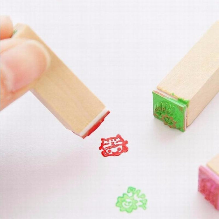 2 Sets D25 12PCS/Set Wooden Cartoon Handbook Decoration Stamps(D)