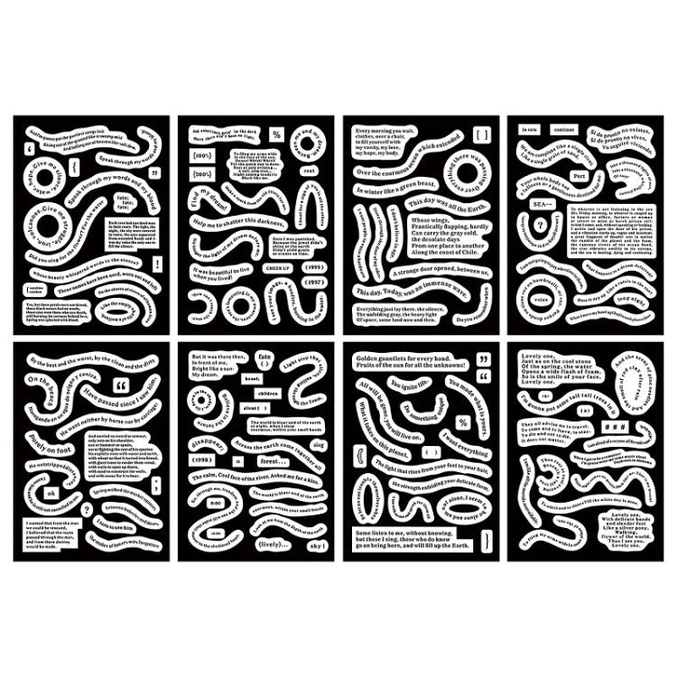 1 Sets Handbook DIY Vintage Text Sticker Material Pack(Curve)