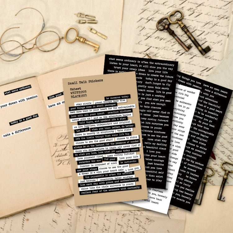 1 Sets Handbook DIY Vintage Text Sticker Material Pack(Curve)