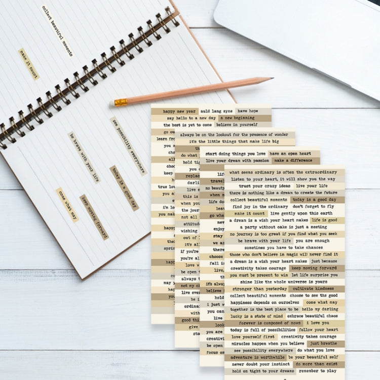1 Sets Handbook DIY Vintage Text Sticker Material Pack(Brown)
