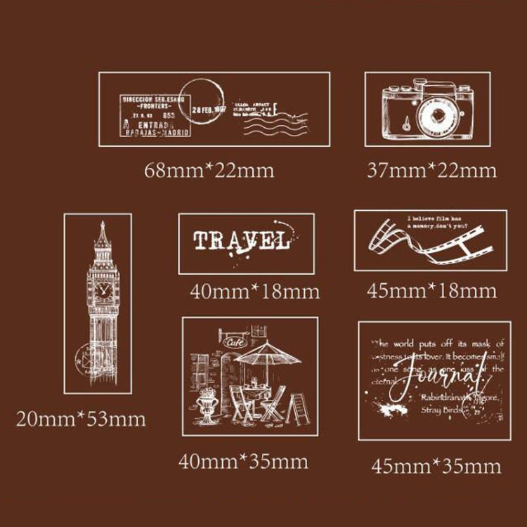 MOCARD 7 In 1 Wooden Stamp Set Handbook DIY Material(Senyu Traveler)