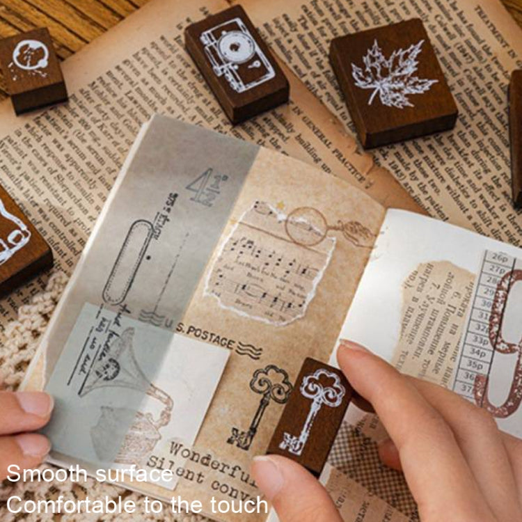 MOCARD 7 In 1 Wooden Stamp Set Handbook DIY Material(Senyu Traveler)