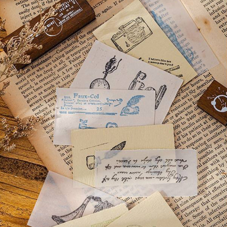 MOCARD 7 In 1 Wooden Stamp Set Handbook DIY Material(Senyu Traveler)