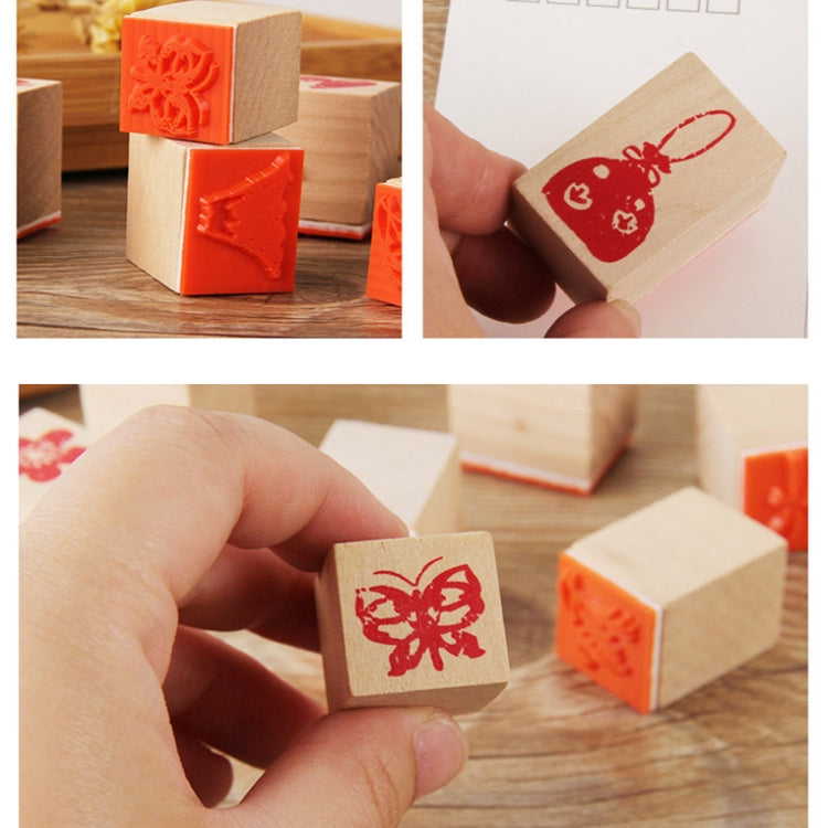 4 Sets 121 Cartoon Handbook Decoration Wooden Seals Diary Decoration Stamps(Life 2)