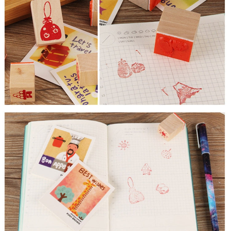 4 Sets 121 Cartoon Handbook Decoration Wooden Seals Diary Decoration Stamps(Life 2)