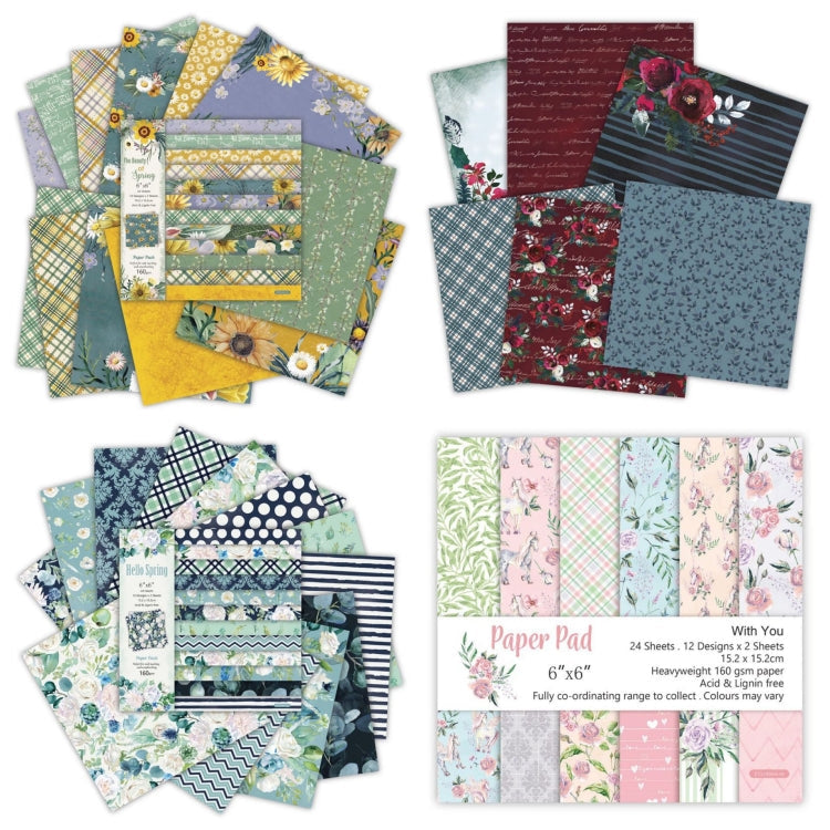 2 Sets 6 Inch Scrapbooking Background Paper Art Handmade Crafts(Spring Color 02)