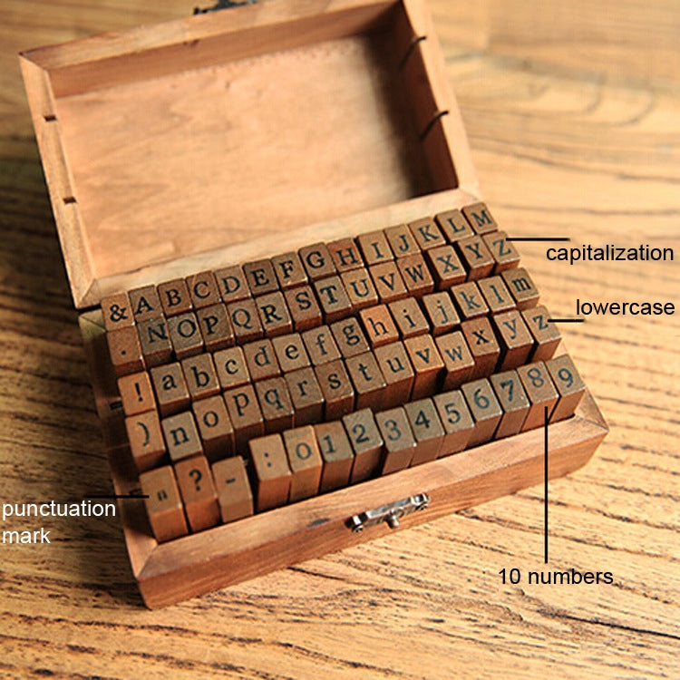 70 PCS / Box Wooden Numbers + English Letters Seal