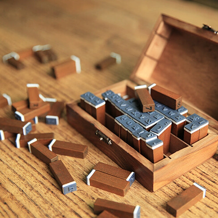 70 PCS / Box Wooden Numbers + English Letters Seal