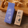 4 PCS Wooden Flowers and Plants Girl Stamp Fresh Plant Handbook DIY Decorative Stamp(Flower Basket Girl)