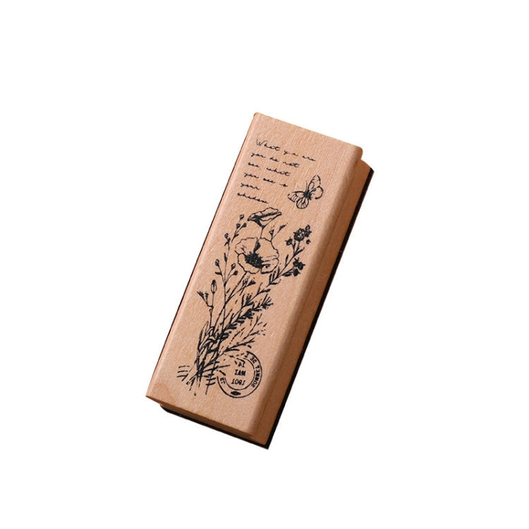 4 PCS Wooden Flowers and Plants Girl Stamp Fresh Plant Handbook DIY Decorative Stamp(Suzuran)
