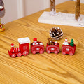 Christmas Decoration Wooden Train Kindergarten Christmas Festival Gift(Red 4 Section)