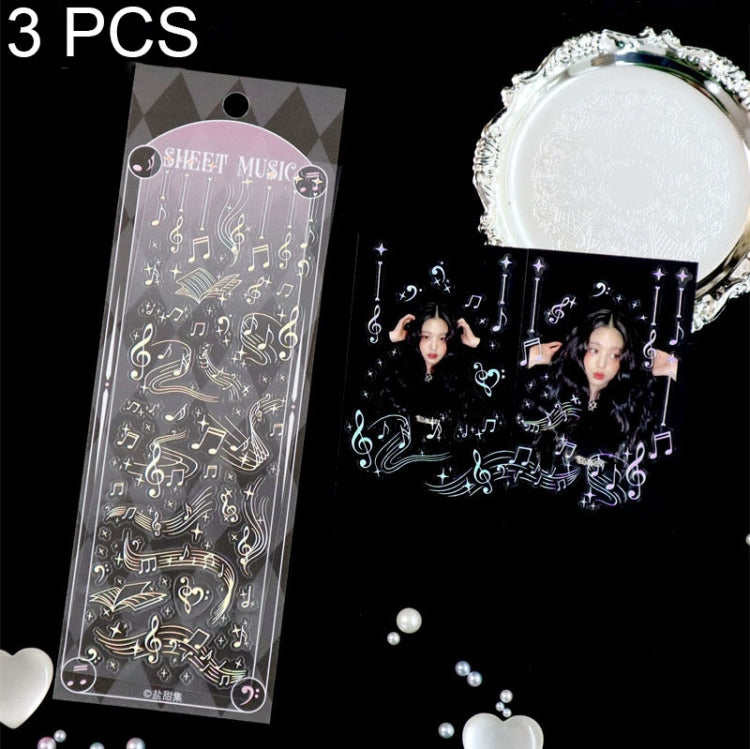 3 PCS Laser Stereo DIY Stickers Set Handbook Decorative Material Stickers(Star Score)