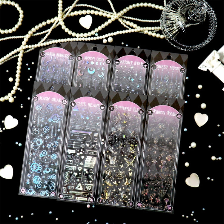 3 PCS Laser Stereo DIY Stickers Set Handbook Decorative Material Stickers(Magic Gear)