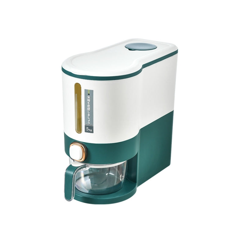 One Button Press Insect Proof Sealed Moisture Proof Fresh Rice Storage Bin, Size: 5 KG(Green)