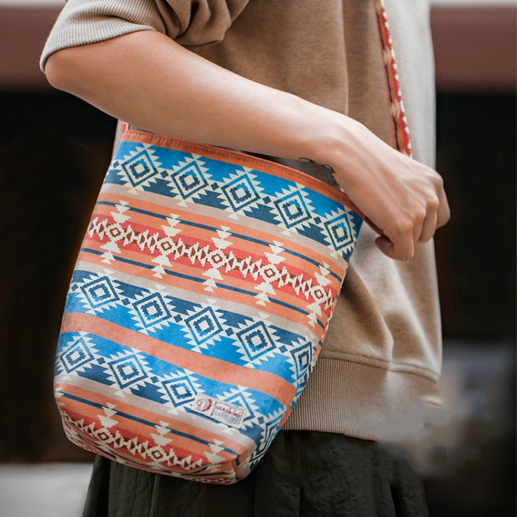 Maden YS2208825 Retro National Canvas Barrel Bags Dual Use Messengers Bag(Color)