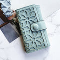 PU Multi-functional Triple Fold Buckle Women Key Bag(Green)