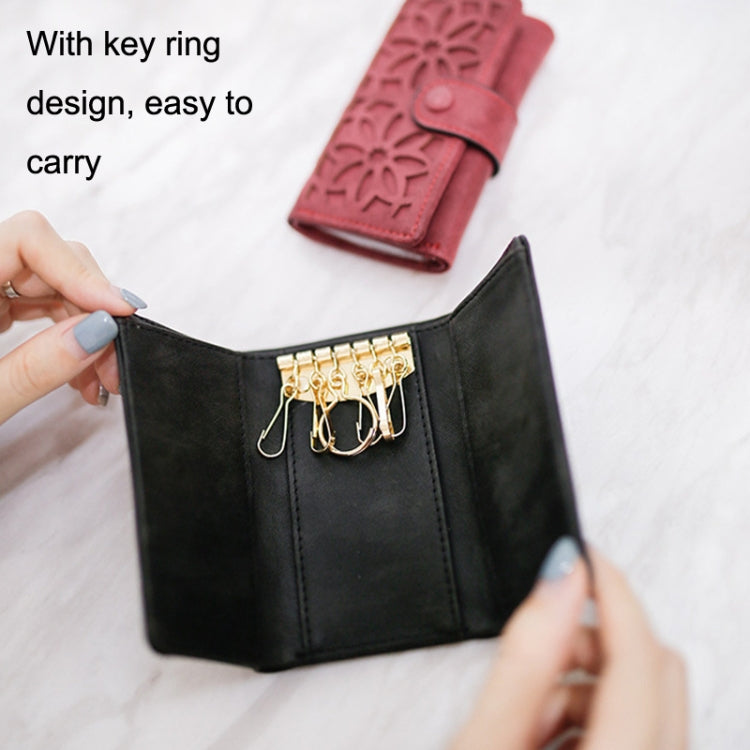 PU Multi-functional Triple Fold Buckle Women Key Bag(Green)