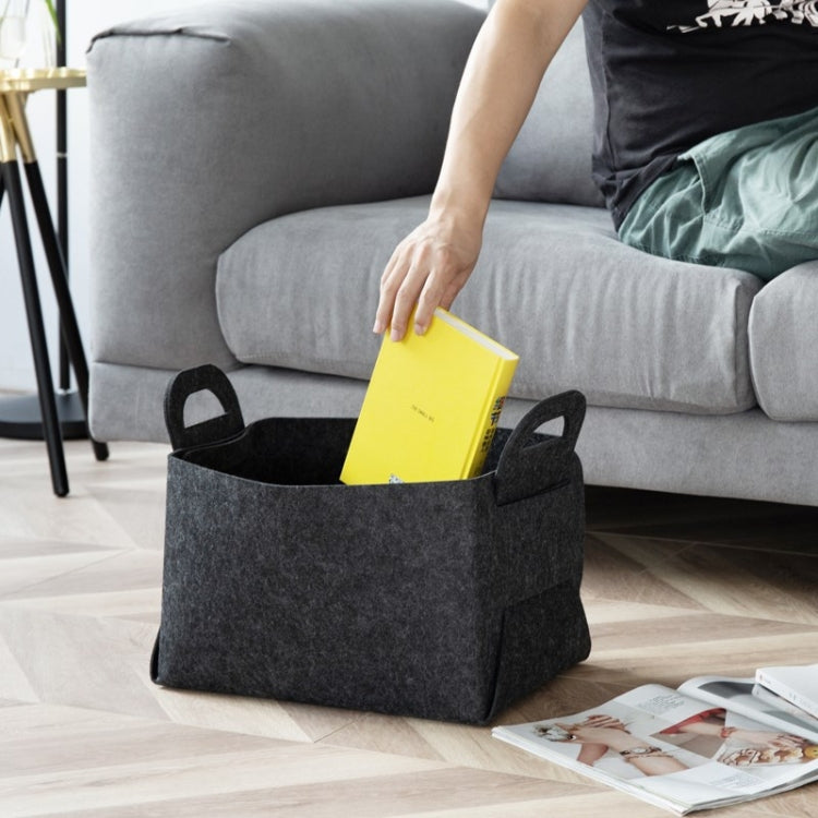 Home Clutter Felt Folding Storage Baskets, Size: Large(Brown)