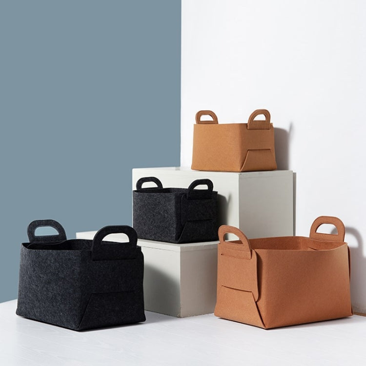 Home Clutter Felt Folding Storage Baskets, Size: Medium(Brown)