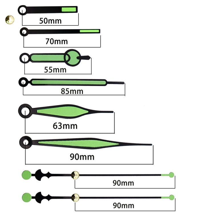 Shaft Length 18.5mm Quartz Clock Silent Movement + Luminous Hands DIY Kit,Spec: Movement +817