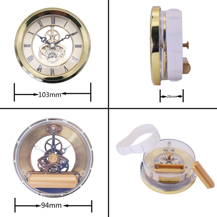 Metal See-through Quartz Clock Gear Clock DIY Accessories 103mm Golden Clock Head