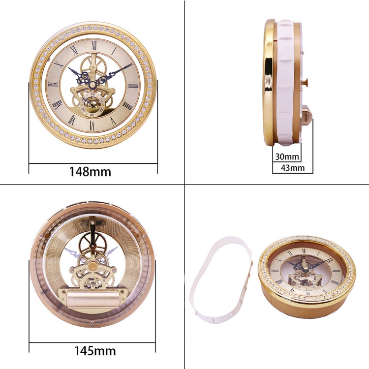 Metal See-through Quartz Clock Gear Clock DIY Accessories 148mm Golden Clock Head