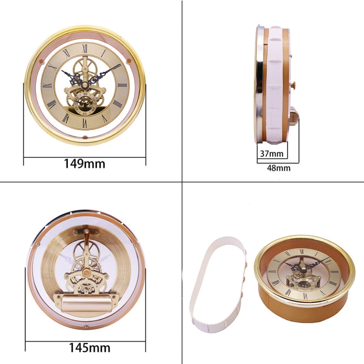 Metal See-through Quartz Clock Gear Clock DIY Accessories 149mm Golden Clock Head