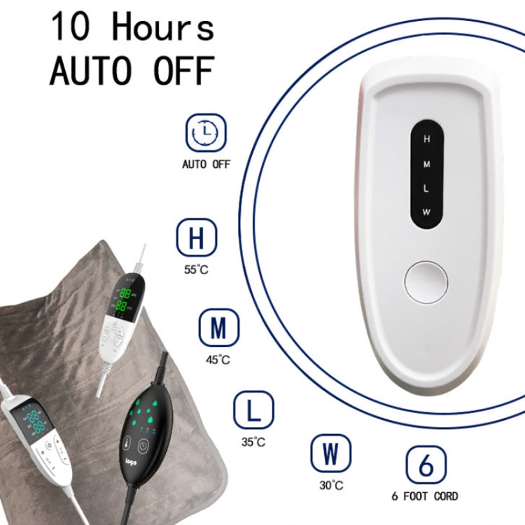 Intelligent Temperature Control Electric Heating Blanket, Size: 130x180cm EU Plug(Gray White)