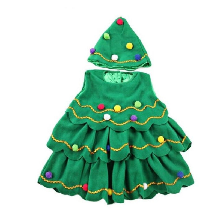 Girls Christmas Dress Christmas Tree Performance Dance Clothes, Size: 120cm(Green)