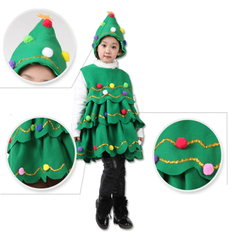 Girls Christmas Dress Christmas Tree Performance Dance Clothes, Size: 130cm(Green)