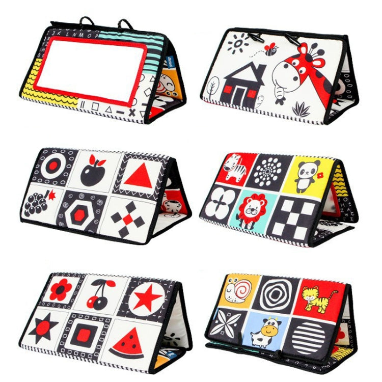 Baby Hanging Toy Foldable Baby Vision Training Pattern Mirror(Black Red)