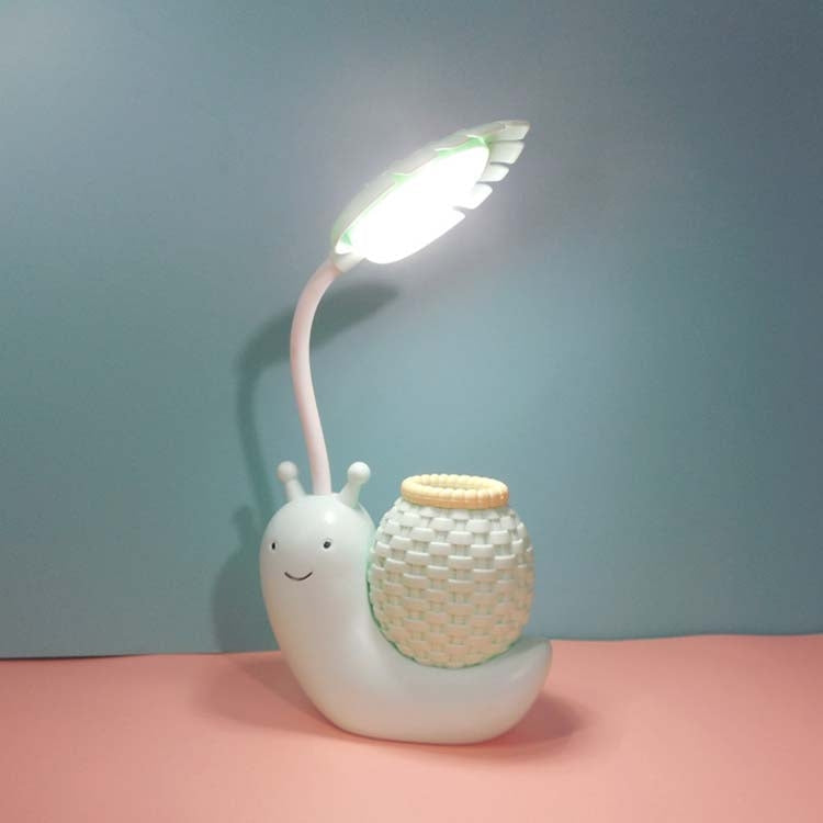 L-0 Cartoon Snail Pen Holder USB Rechargeable LED Soft Eye-Protection Desk Lamp(Blue)