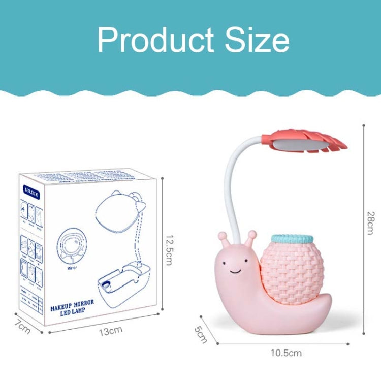 L-0 Cartoon Snail Pen Holder USB Rechargeable LED Soft Eye-Protection Desk Lamp(Pink)