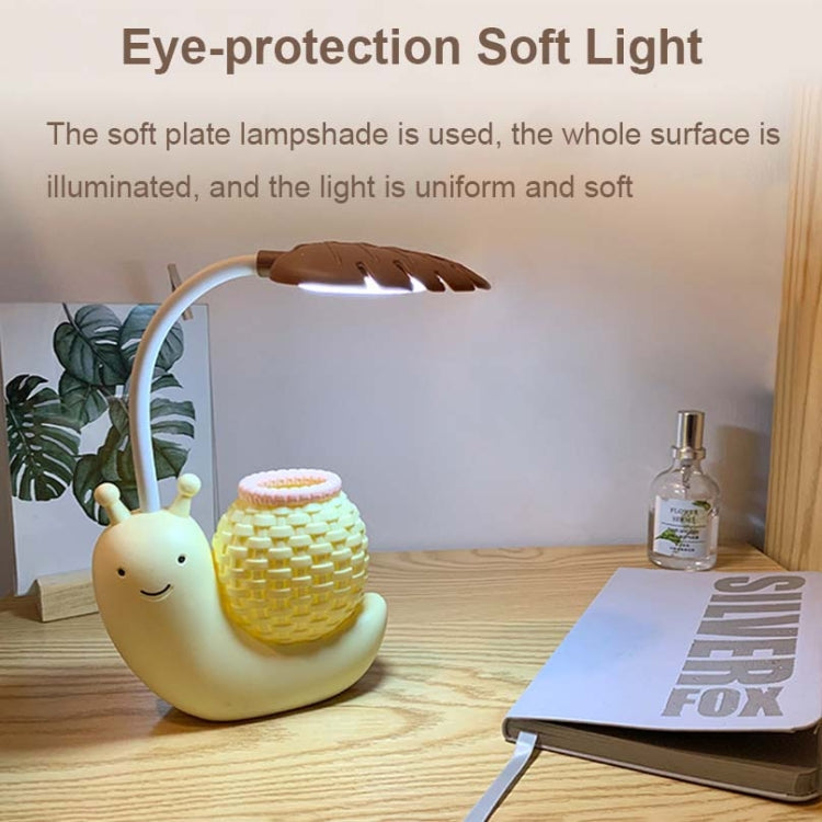 L-0 Cartoon Snail Pen Holder USB Rechargeable LED Soft Eye-Protection Desk Lamp(Blue)
