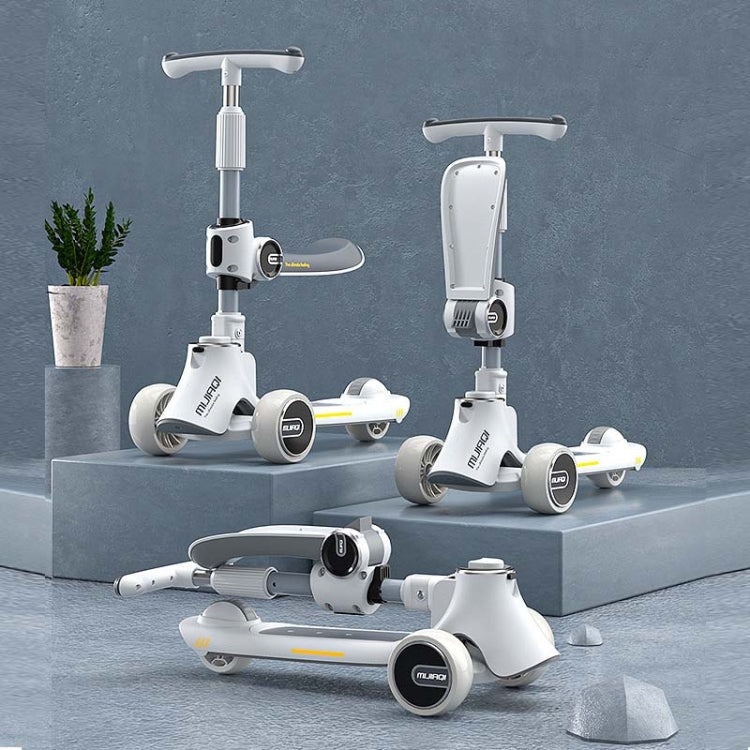 MIJIAQI 01 3 In 1 Multifunctional Foldable Children Scooter with Music and Lights, Spec: White Seat