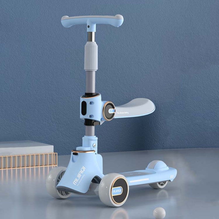 MIJIAQI 01 3 In 1 Multifunctional Foldable Children Scooter with Music and Lights, Spec: Blue Seat