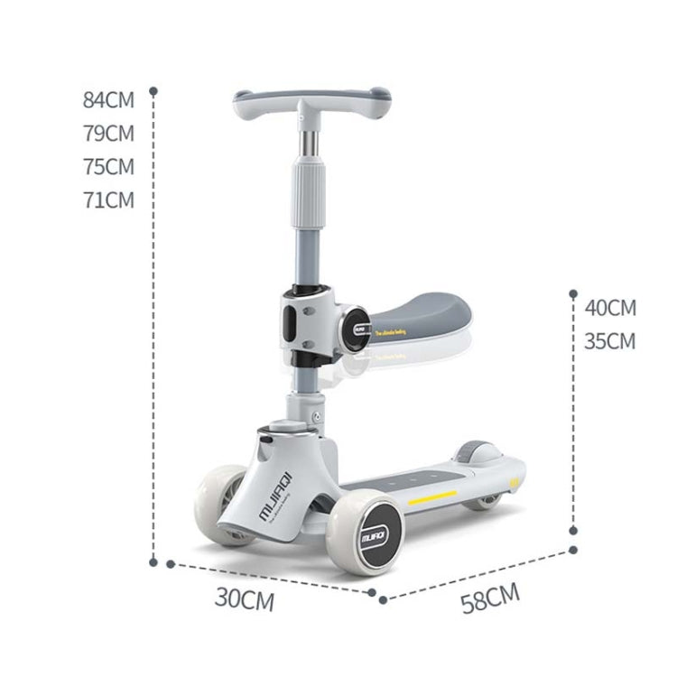 MIJIAQI 01 3 In 1 Multifunctional Foldable Children Scooter with Music and Lights, Spec: White