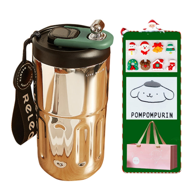 Relea JV012237 Portable Stainless Steel Coffee Insulation Cup, Style: Digital Model+Christmas Gift Bag (Black)