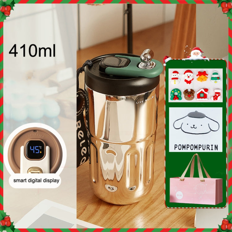 Relea JV012237 Portable Stainless Steel Coffee Insulation Cup, Style: Digital Model+Christmas Gift Bag (Black)