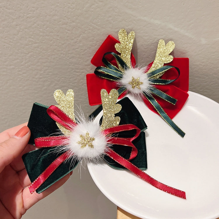 Christmas Gold Velvet Headdress Duckbill Clip, Color: LD113 Red