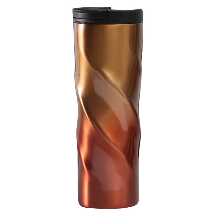 Stainless Steel Thread Insulation Cup Creative Alien Rotation Cup(Orange Yellow Gradual Change)