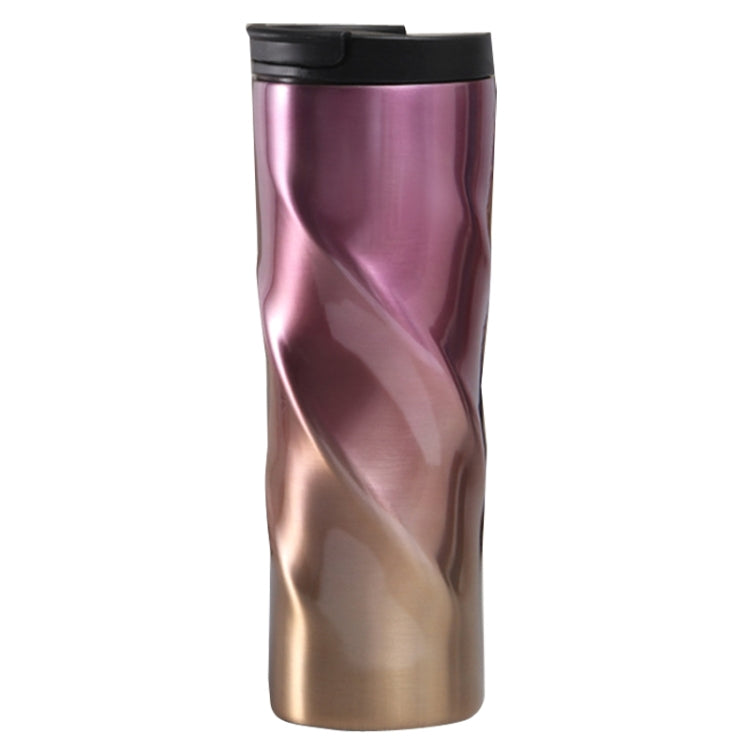 Stainless Steel Thread Insulation Cup Creative Alien Rotation Cup(Purple Gold Gradient)