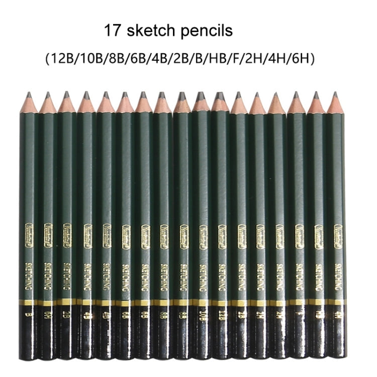 42 In 1 Drawing Painting Sketch Kit with Pencil Erasers Sharpener(Black)