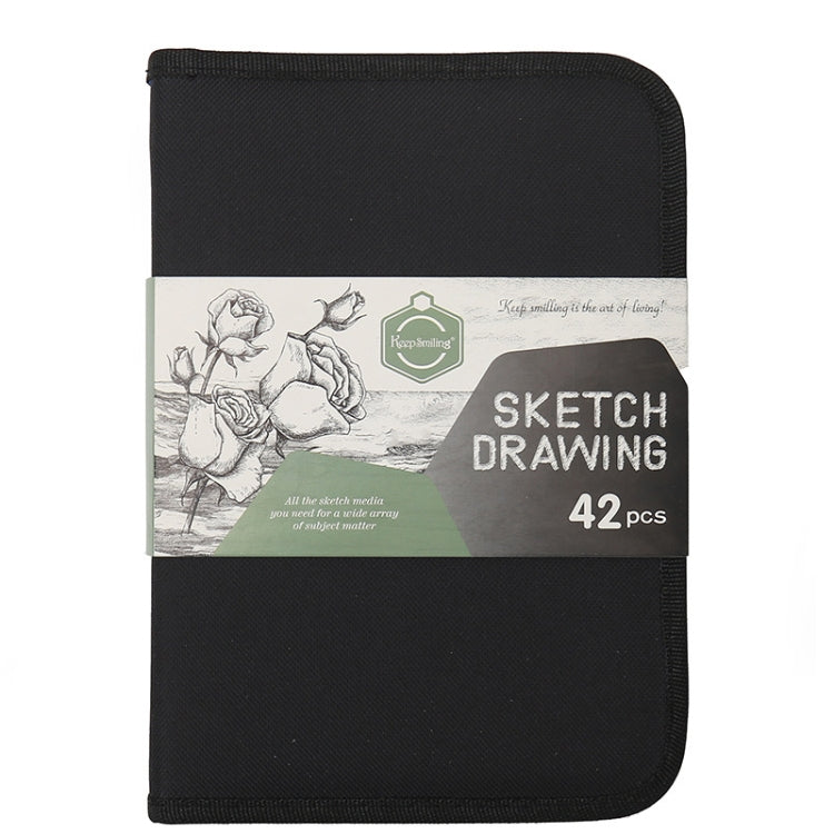 42 In 1 Drawing Painting Sketch Kit with Pencil Erasers Sharpener(Black)