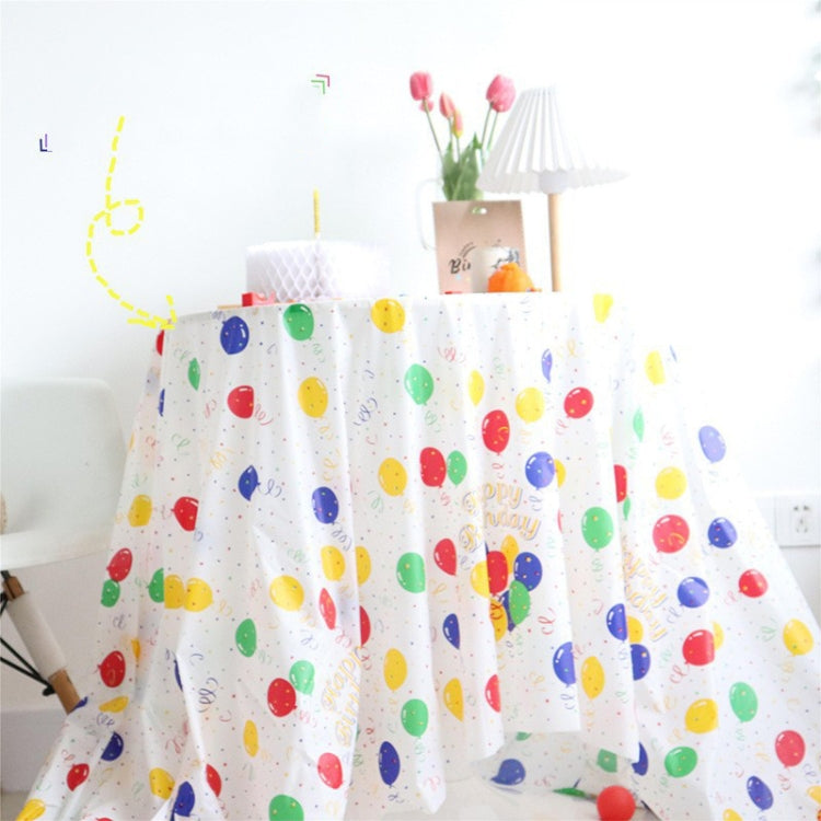 2pcs Birthday Party Disposable Tablecloth Decorations Photo Props 137 x 274cm(Colorful Wave Dot)