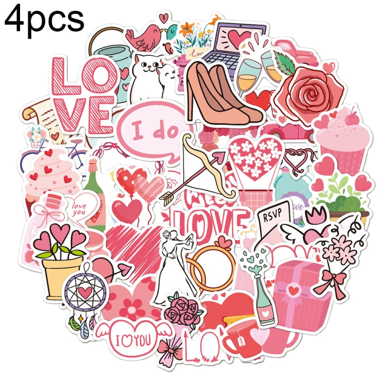 4sets Valentine Day Gifts Decorative Stickers Cartoon Waterproof Water Cup Sticker, Spec: N14