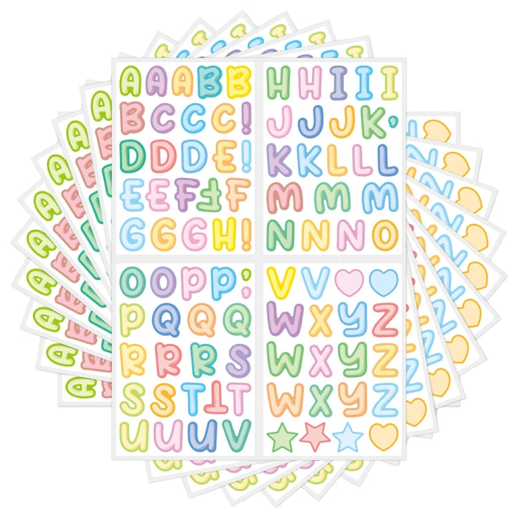 20pcs ZPKTZM Children Cartoon Colorful Letters Stickers DIY Lunch Box Waterproof Sticker(136x186mm)