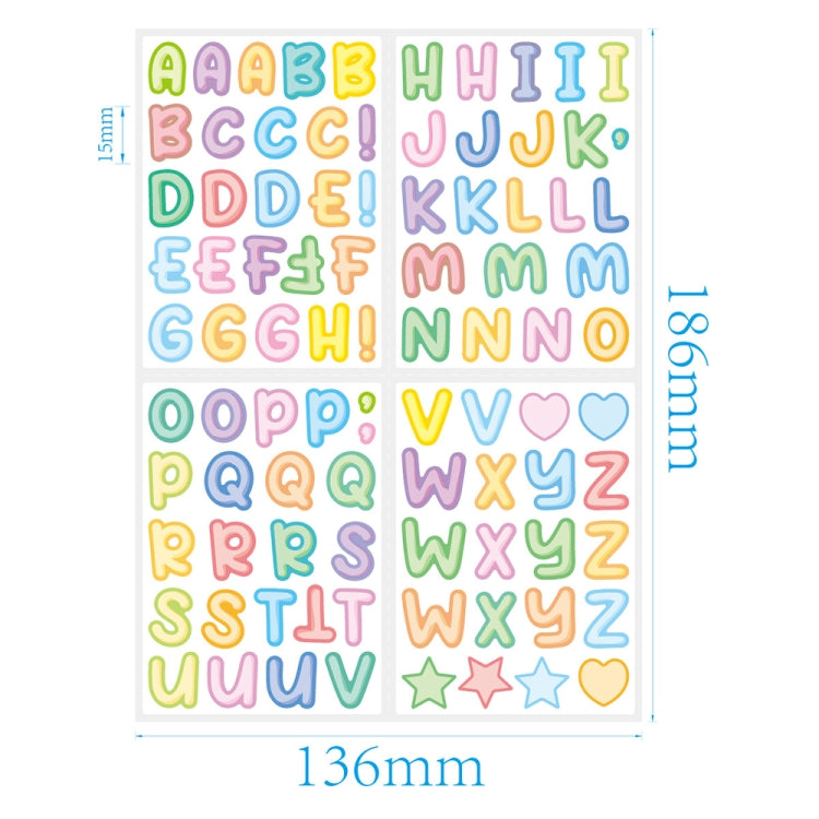 20pcs ZPKTZM Children Cartoon Colorful Letters Stickers DIY Lunch Box Waterproof Sticker(136x186mm)