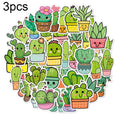 3sets 50pcs/set Cartoon Cactus DIY Handbook Decorative Stickers Floral Laptop Waterproof Sticker(TT173)