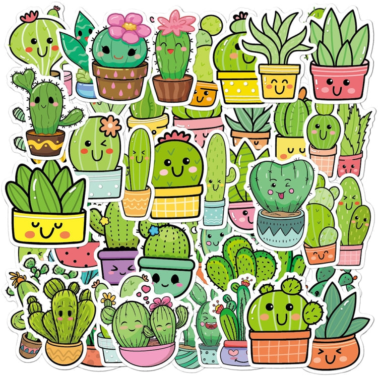 3sets 50pcs/set Cartoon Cactus DIY Handbook Decorative Stickers Floral Laptop Waterproof Sticker(TT173)